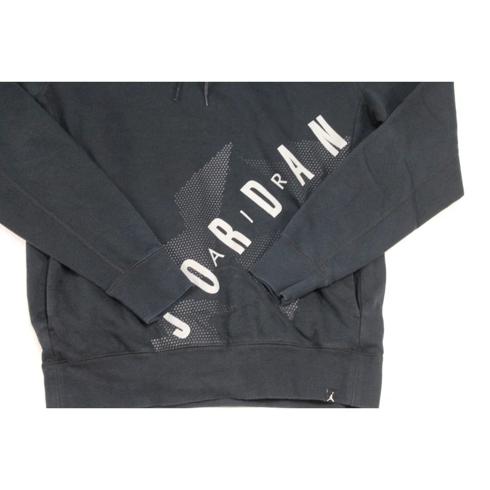 Air Jordan Men Black Sweater Hoodie Spell Out Casual Long Sleeve Size Large